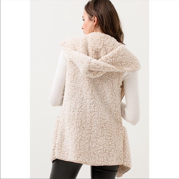 Sleeveless Faux Fur Vest with Hood - Picture 3 of 3